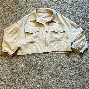 Cream cropped shacket